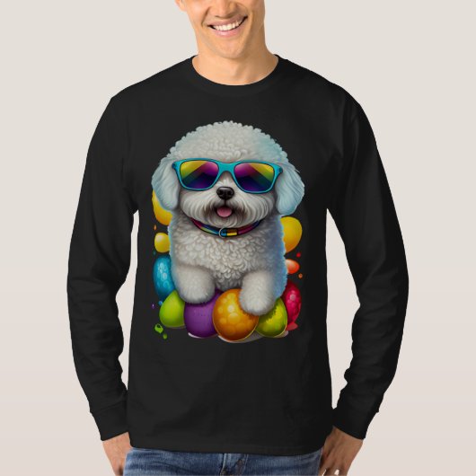 Cute Bichon Frise Easter Eggs Dog Costume Womens M T-shirt (Voorkant)