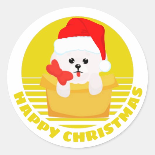 Cute Bichon Frise Kerstmis-Funny Ronde Sticker (Voorkant)