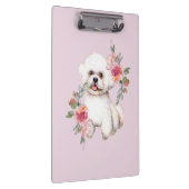 Cute Bichon Frise met Flowers Waterverf Art Klembord (Rechts)