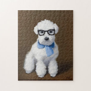 Cute Bichon Frisé Wearing Glasses Legpuzzel