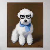 Cute Bichon Frisé Wearing Glasses Poster (Voorkant)
