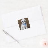 Cute Bichon Frisé Wearing Glasses Vierkante Sticker (Envelop)