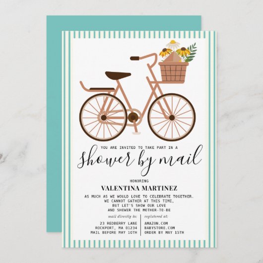 Cute Bicycle Baby Shower per post Kaart (Voorkant / Achterkant)