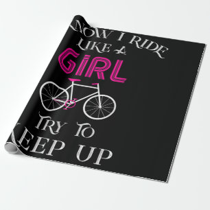 Cute Bicycle Bike Woman Girl Vrouw Cadeaupapier
