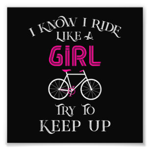 Cute Bicycle Bike Woman Girl Vrouw Foto Afdruk