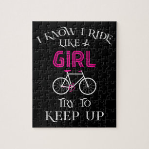 Cute Bicycle Bike Woman Girl Vrouw Legpuzzel