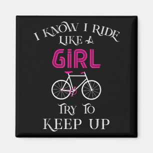 Cute Bicycle Bike Woman Girl Vrouw Magneet