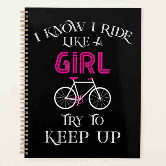 Cute Bicycle Bike Woman Girl Vrouw Planner (Voorkant)