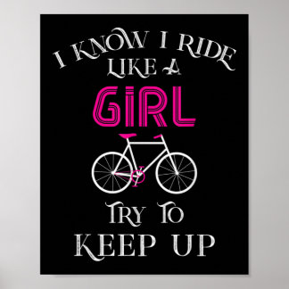 Cute Bicycle Bike Woman Girl Vrouw Poster