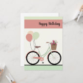 Cute Bicycle en Balloons Happy Birthday Card Kaart (Voorkant / Achterkant in situ)