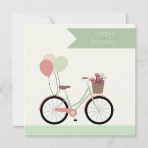 Cute Bicycle en Balloons Happy Birthday Kaart