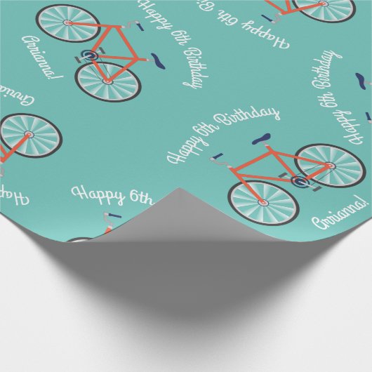 Cute Bicycle Kinder Bike Birthday Party Cycling Cadeaupapier (Hoek)
