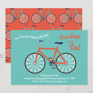 Cute Bicycle Kinder Bike Birthday Party Cycling Kaart
