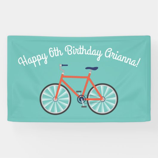 Cute Bicycle Kinder Bike Birthday Party Cycling Spandoek (Horizontaal)