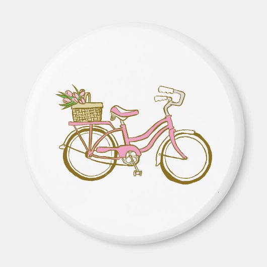 Cute Bicycle met Tulips Magneet (Voorkant)