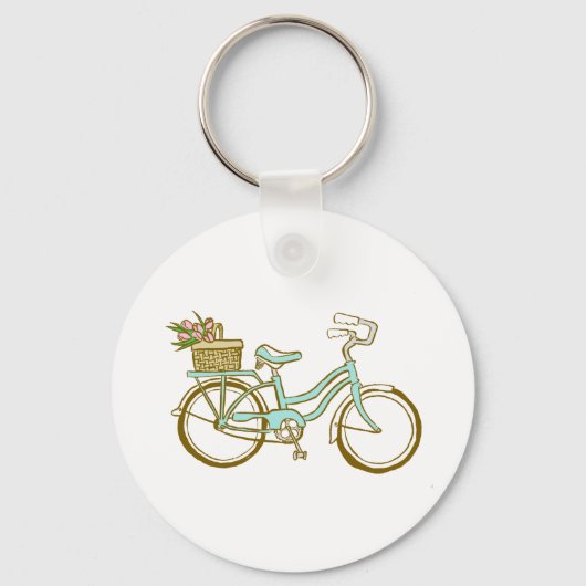 Cute Bicycle met Tulips Sleutelhanger (Voorkant)