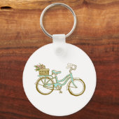 Cute Bicycle met Tulips Sleutelhanger (Voorkant)
