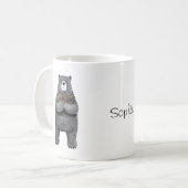 Cute Big Beer met Flowers Custom Name Love Gift Koffiemok (Voorkant links)