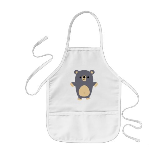 Cute Big Blue Cartoon Beer Kinder Apron Kinder Schort (Voorkant)