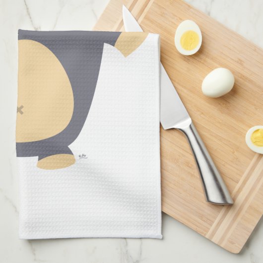 Cute Big Blue Cartoon Beer Kitchen Towel Theedoek (Quarter Fold)