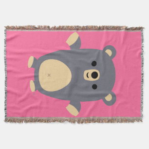 Cute Big Blue Cartoon Beer Throw Blanket Deken