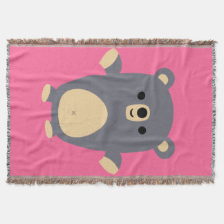 Cute Big Blue Cartoon Beer Throw Blanket Deken
