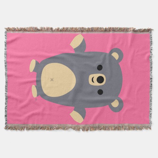 Cute Big Blue Cartoon Beer Throw Blanket Deken (Voorkant)