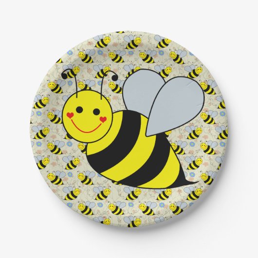 Cute Big Bumble Bee Paper Borden Papieren Bordje (Voorkant)