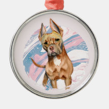 Cute Big Ears Pit Bull Terrier Dog Waterverf