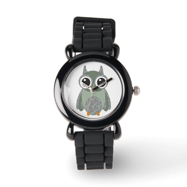 Cute Big Eye Calico Pattern Owl Horloge (Voorkant)