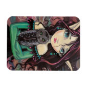 Cute Big-Eye Gothic Fairy and Owl Magneet (Horizontaal)