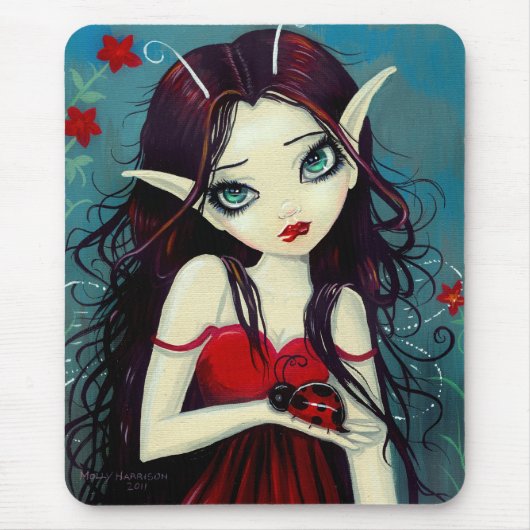 Cute Big Eye Ladybug Fairy Mousepad Muismat (Voorkant)