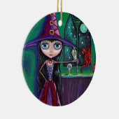 Cute Big Eye Witch Falcon & Dragon Crystal Ball Keramisch Ornament (Rechts)