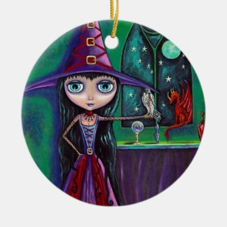 Cute Big Eye Witch Falcon & Dragon Crystal Ball Keramisch Ornament