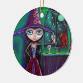 Cute Big Eye Witch Falcon & Dragon Crystal Ball Keramisch Ornament (Links)