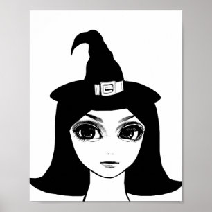 Cute Big Eye Witch Girl Fant Fantasy sproyverhaalk Poster