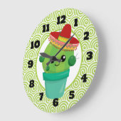 Cute Big Eyed Cactus in Red Sombrero Grote Klok (Hoek)