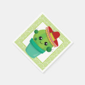 Cute Big Eyed Cactus in Red Sombrero Servet (Hoek)