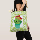 Cute Big Eyed Cactus in Red Sombrero Tote Bag (Dichtbij)