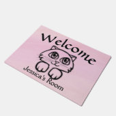 Cute Big Eyed Cat Peking Pink Persoonlijk Deurmat (Schuin)