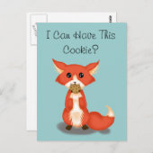 Cute Big Eyed Fox die een koekje eet Briefkaart (Voorkant / Achterkant)