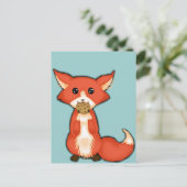 Cute Big Eyed Fox die een koekje eet Briefkaart (Staand voorkant)