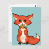Cute Big Eyed Fox die een koekje eet Briefkaart (Voorkant / Achterkant)