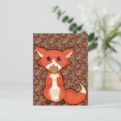 Cute Big Eyed Fox die een koekje eet Briefkaart (Staand voorkant)