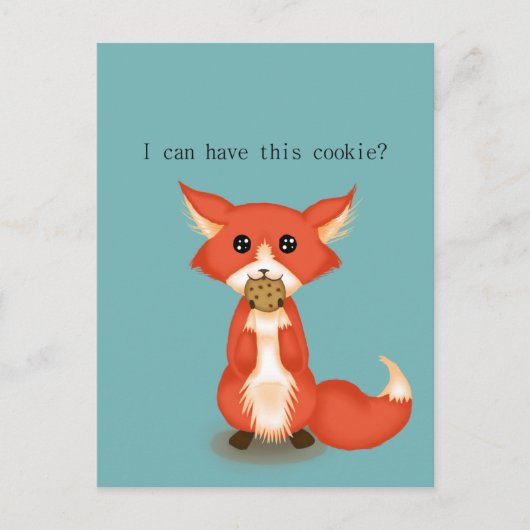 Cute Big Eyed Fox die een koekje eet Briefkaart (Voorkant)