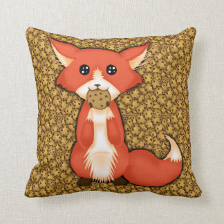 Cute Big Eyed Fox die een koekje eet Kussen