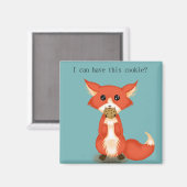 Cute Big Eyed Fox die een koekje eet Magneet (Voorkant / Achterkant)