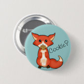 Cute Big Eyed Fox die een koekje eet Ronde Button 5,7 Cm (Voorkant /achterkant)