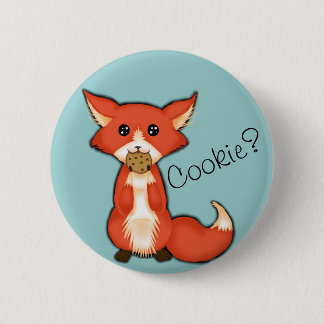 Cute Big Eyed Fox die een koekje eet Ronde Button 5,7 Cm