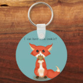 Cute Big Eyed Fox die een koekje eet Sleutelhanger (Voorkant)